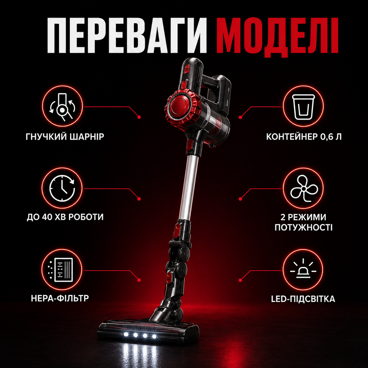 переваги пилососа Zip line top ZT-1504